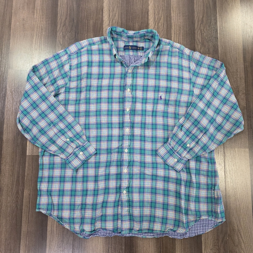 Ralph Lauren Fully Lined Brushed Cotton Plaid Flannel Shirt Preppy Cabincore 2XB